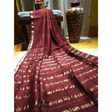 Handwoven pure Tussar silk saree with different color options - Maroon - Tussar Silk Sarees