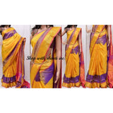 Uppada yellow handwoven silk saree with special border - Uppada special border silk saree