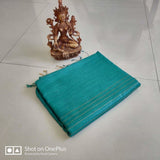 Handwoven pure Tussar Munga silk saree in blue color - Tussar Munga Silk saree
