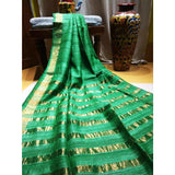 Handwoven pure Tussar silk saree with different color options - Green - Tussar Silk Sarees