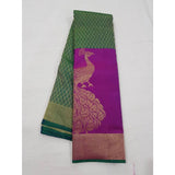 Kanchipuram multi color handwoven pure silk saree with peacock design - Kanchipuram silk saree