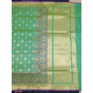 Pure Banarasi Handwoven Katan Silk Saree in green color