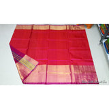 Uppada magenta pink handwoven pure silk saree with wide golden zari border - Uppada Plain Silk Saree