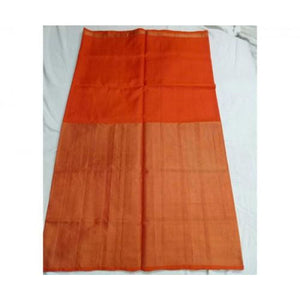 Uppada orange half tissue half silk handwoven saree - Uppada half Silk half Tissue Saree