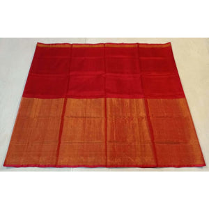 Uppada red half tissue half silk handwoven saree - Uppada half Silk half Tissue Saree