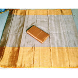 Uppada silver with gold handwoven full tissue saree - Uppada Tissue Saree