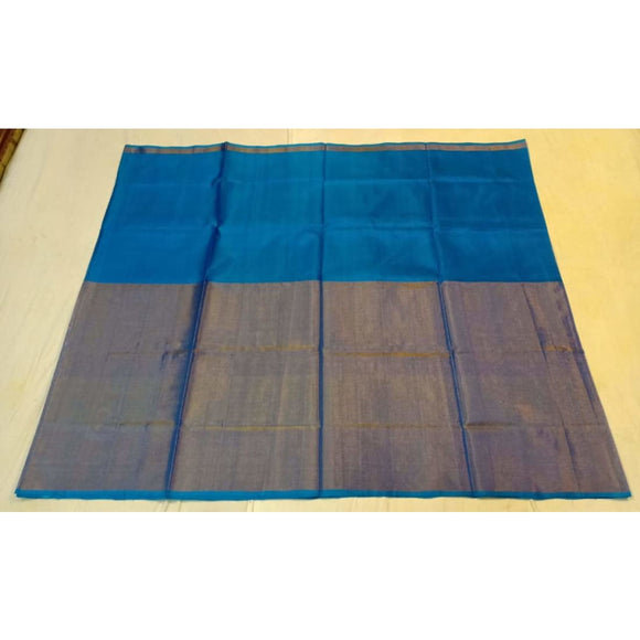 Uppada sky blue half tissue half silk handwoven saree - Uppada half Silk half Tissue Saree